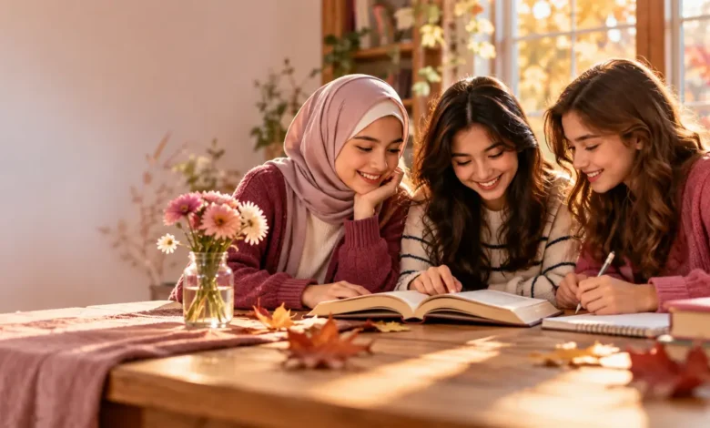 روز جهانی دختر؛ سه دختر نوجوان در حال مطالعه کتاب