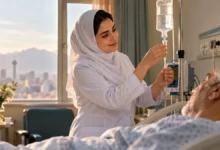 روز پرستار ۱۴۰۵؛ پرستار در حال مراقبت از بیمار