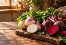 فرق شلغم و چغندر؛ شلغم با گوشت سفید در کنار چغندر با گوشت قرمز