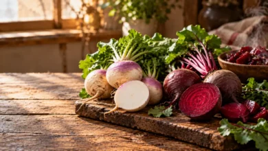فرق شلغم و چغندر؛ شلغم با گوشت سفید در کنار چغندر با گوشت قرمز